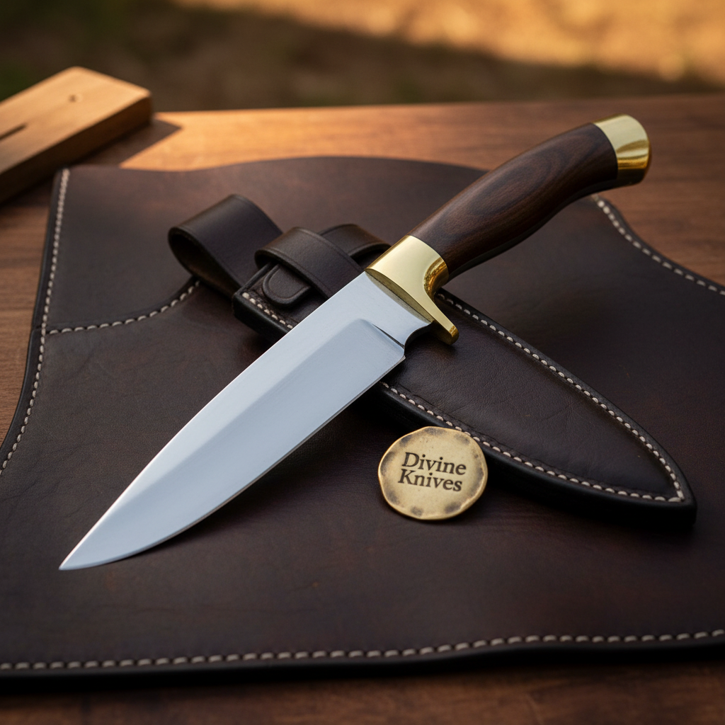 Rosewood Handle Spear Point Bowie Knife by Divine Knives
