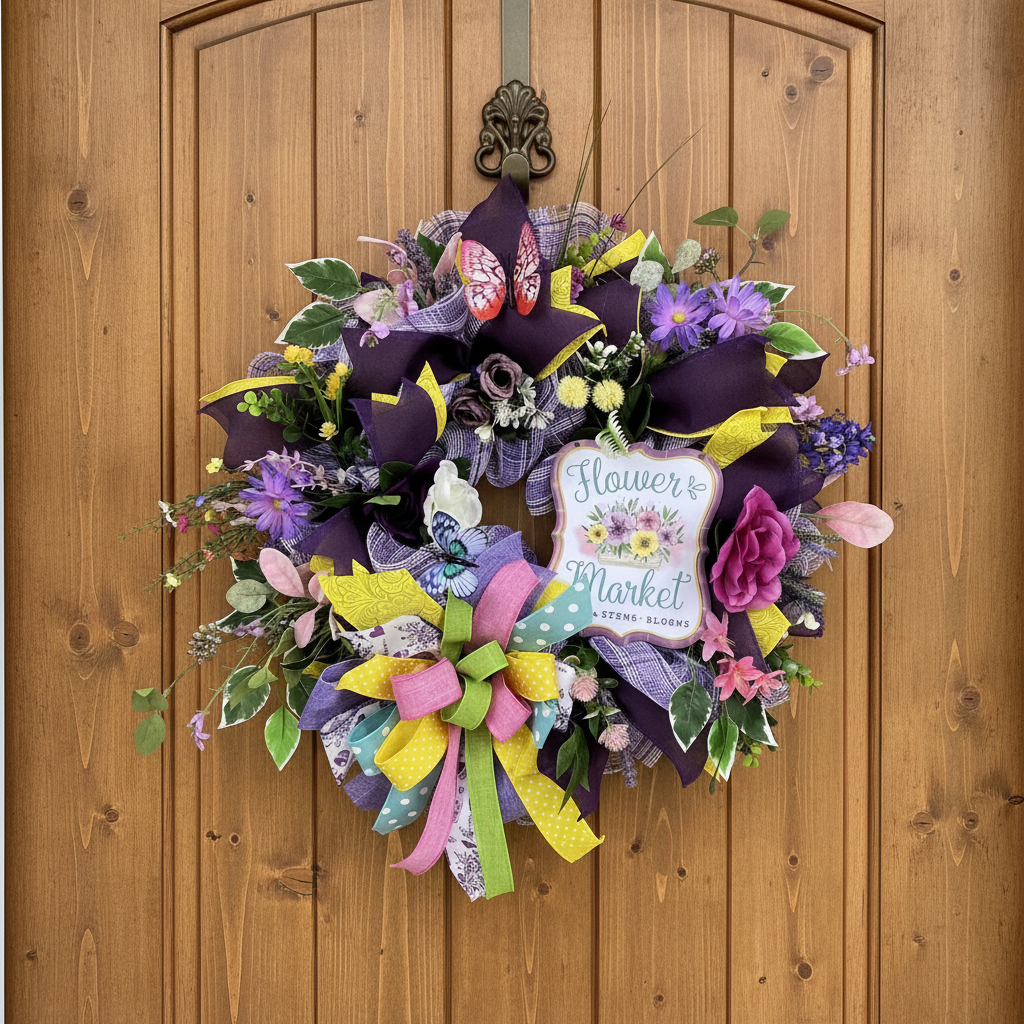 Everyday Wreath | Flower Market Wreath | Spring Wildflowers | Butterfly Front Door Decor