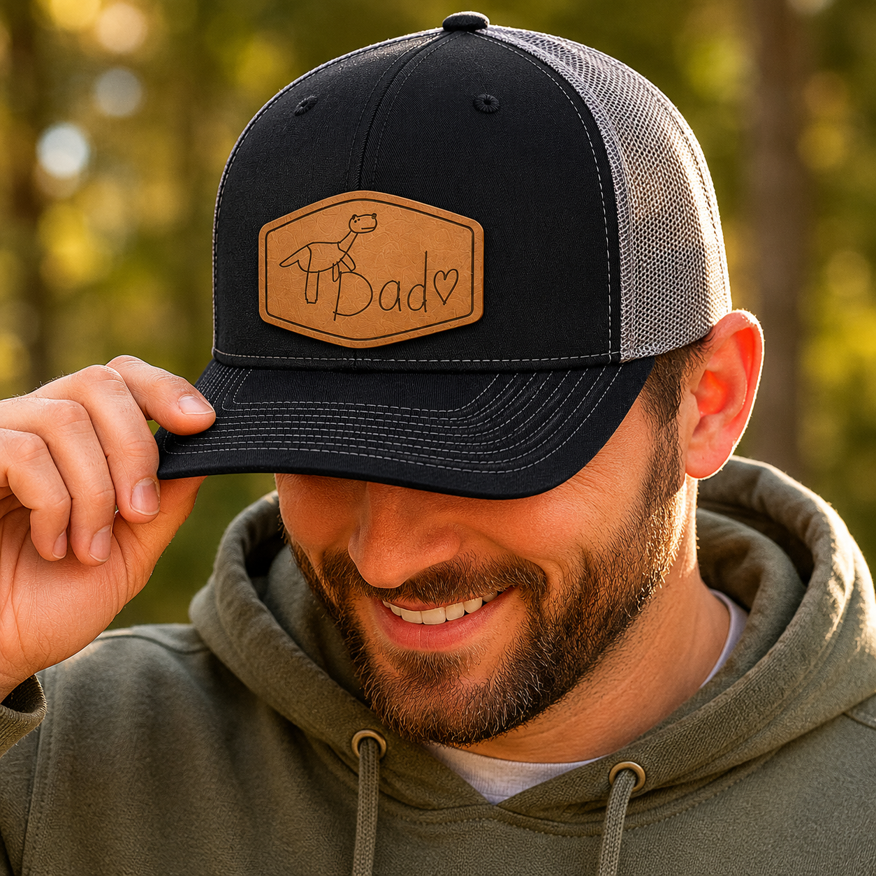 Kids Handwriting Hat Patch, Child Drawing Engraved Hat Gift