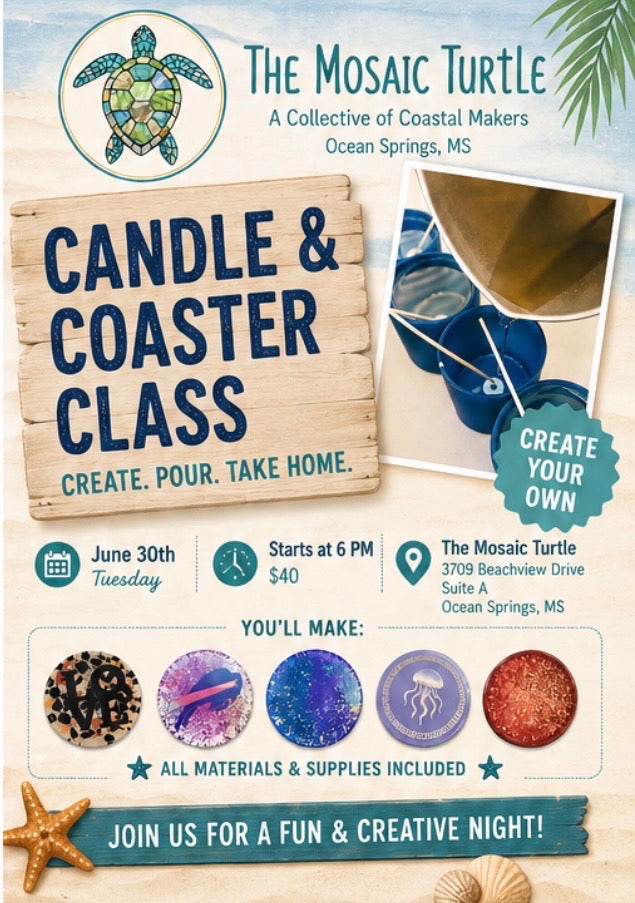 Candle Pour & Resin Coaster - June 30 by The Mosaic Turtle, scented candle main product photo