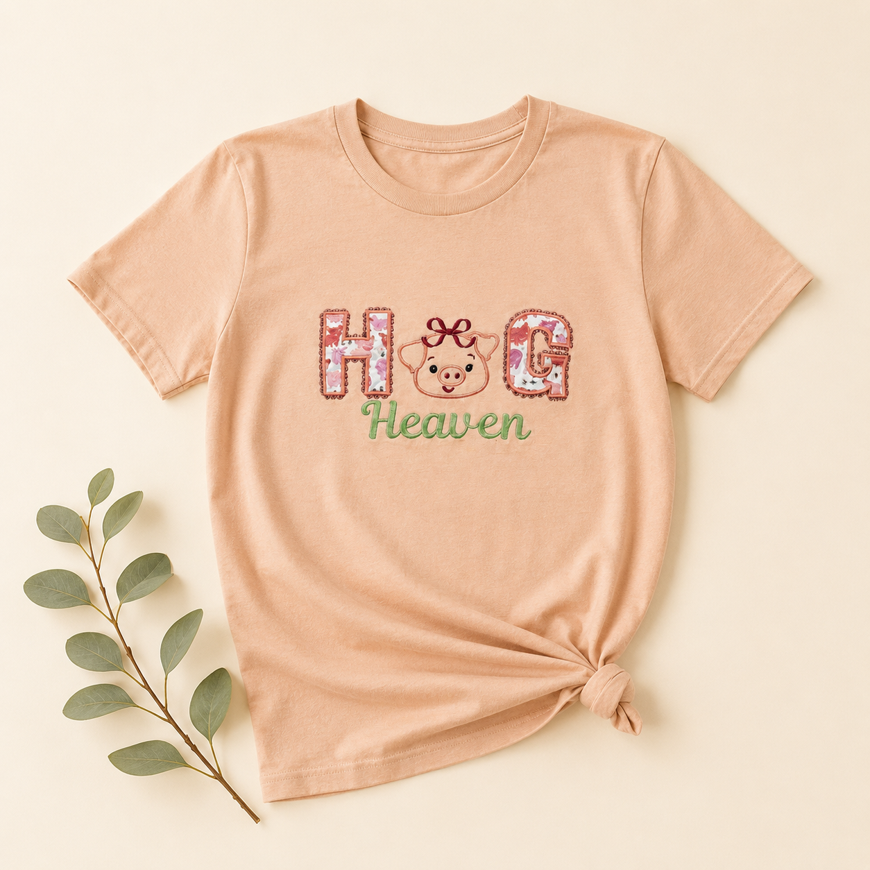 Hog Heaven Pig Lover Appliqué & Embroidered Shirt