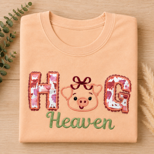 Hog Heaven Pig Lover Appliqué & Embroidered Shirt