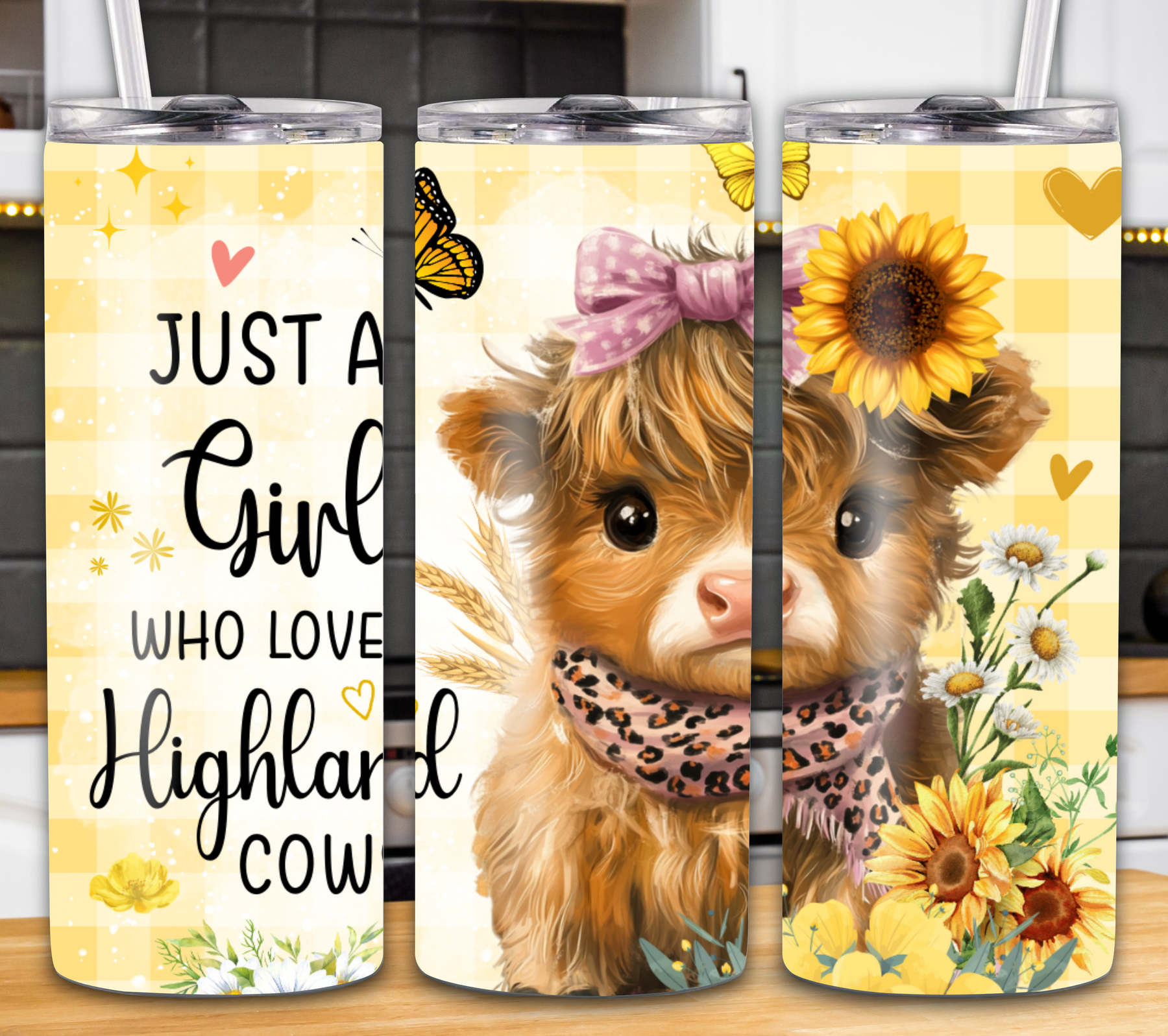 "Just A Girl Who Loves Highland Cows" 20oz Tumbler(Yellow)