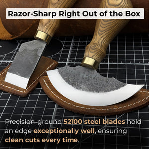2-Piece Rounded and Straight Leather Knife Set