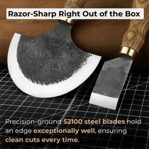 2-Piece Straight and Round (Half Moon) Leather Knife Set