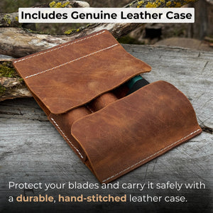 2-Piece Wood Carving Knife Set with Leather Strop and Case