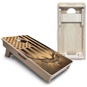 Light Wood Deer & Fish Flag - Mini or Vacation Size Cornhole Boards by Cornhole Solutions, custom cornhole board detail photo 6