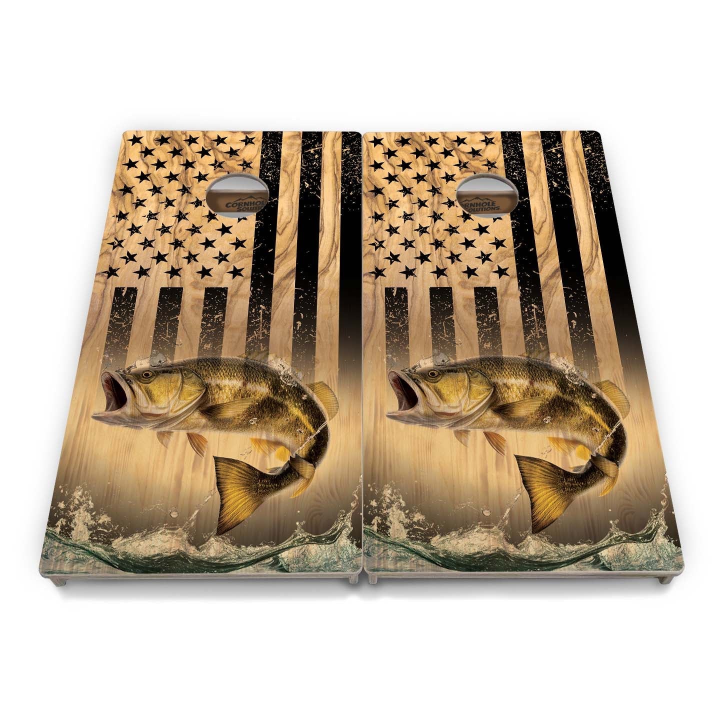 Complete Tournament Cornhole Bundle - Boards, Bags & Carrying Case - Hidden Deer/Fish
