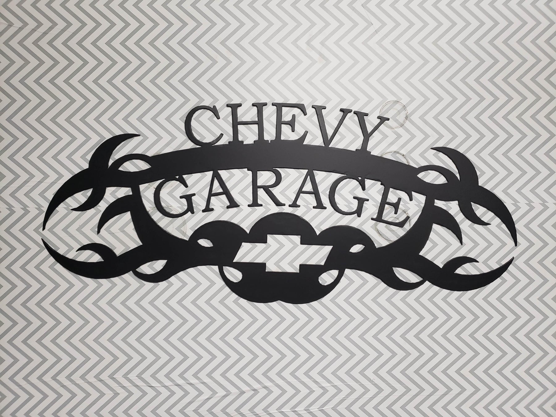 Chevy Garage Metal Sign – Custom Plasma Cut Steel Wall Decor for Garage, Shop, or Mancave