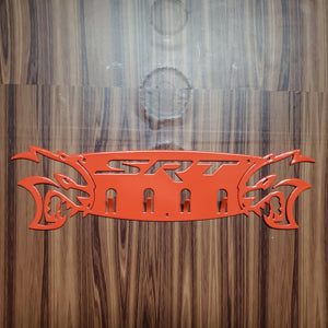 Dodge SRT Hellcat 4-Hook Steel Rack – Dual Hellcat Heads Wall Organizer 12"x4" SRT Text