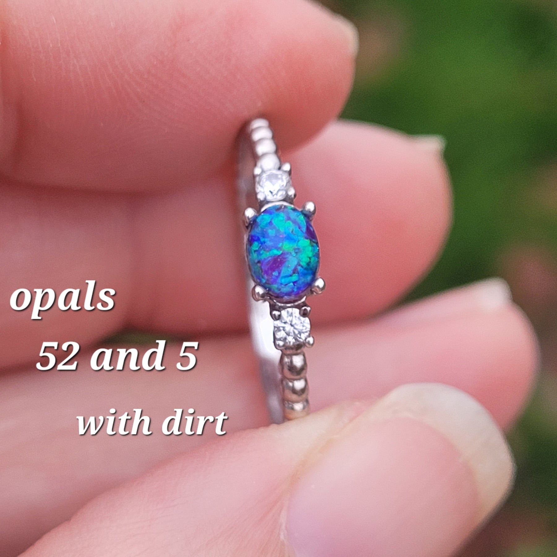 Stackable Memory Opal Ring Made w/ Cremation Ash, Dirt, Hair, or Sand