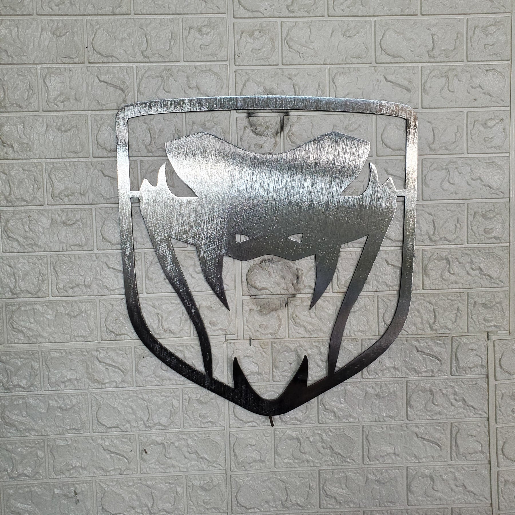 Dodge Viper Logo Steel Wall Art – 14"x14" Modern Mopar Garage Decor