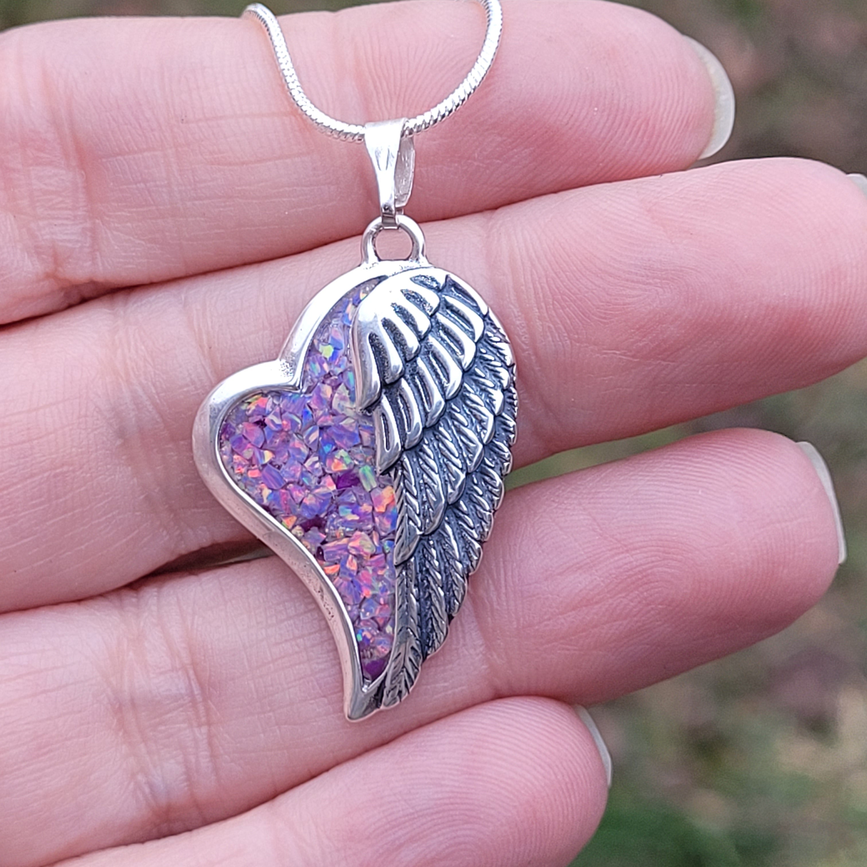 Wings of Love Memorial Pendant by Cotton Street Art Company, handmade jewelry main product photo