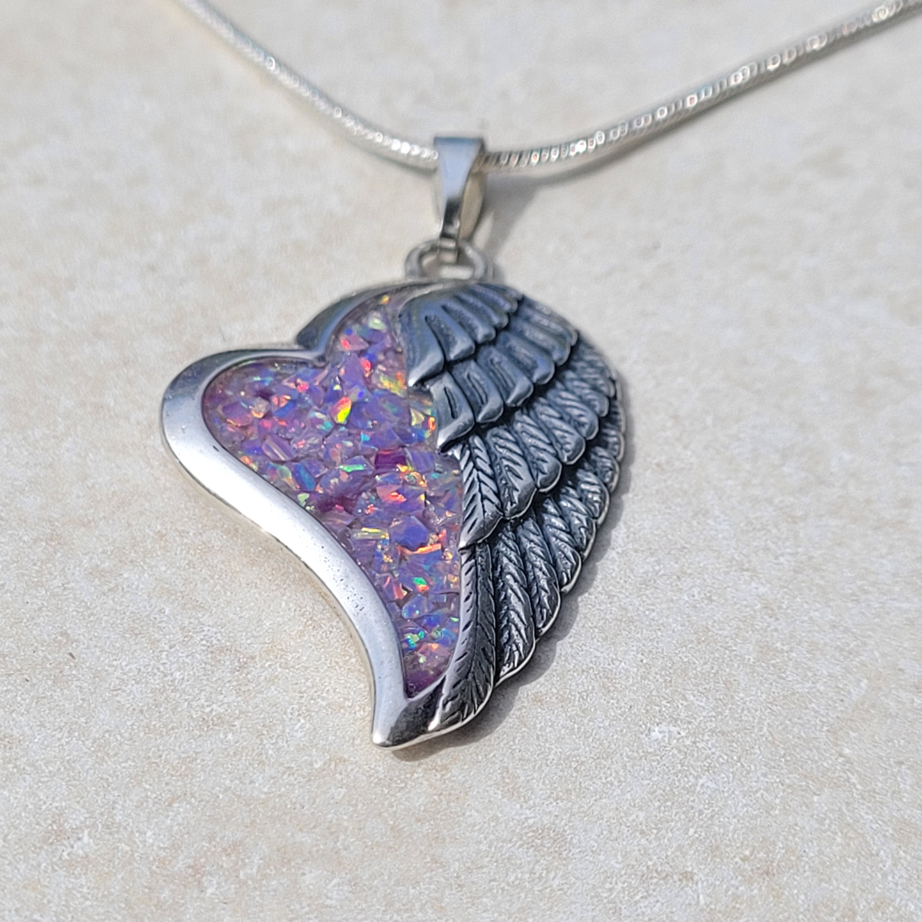 Wings of Love Memorial Pendant by Cotton Street Art Company, handmade jewelry detail photo 2