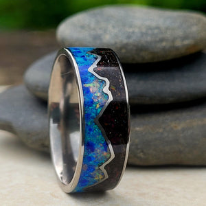 Keepsake Memory Ring "Mountains On My Mind" Titanium Band