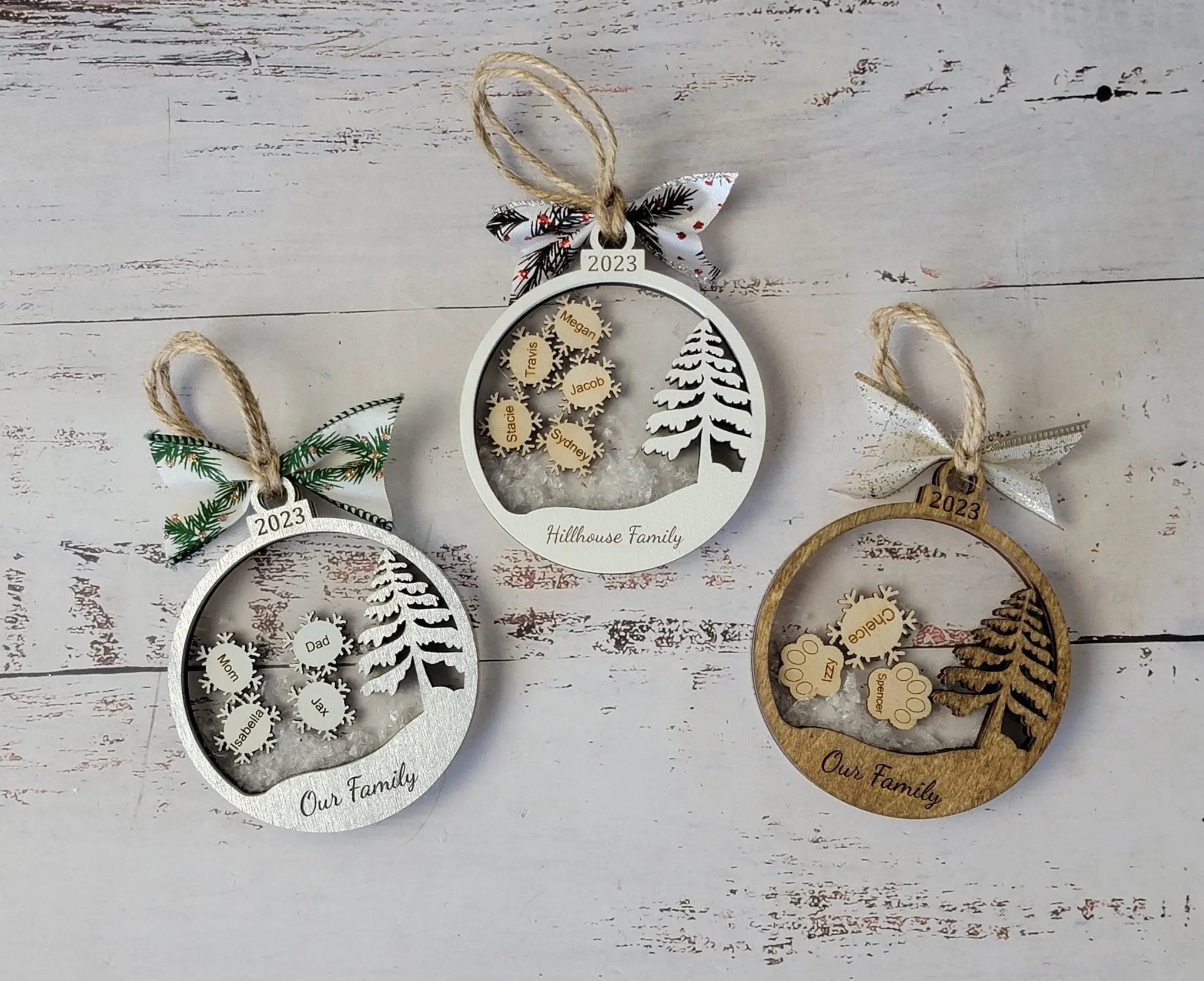 2025 Personalized Snow Globe Family Ornament EverLee Creations