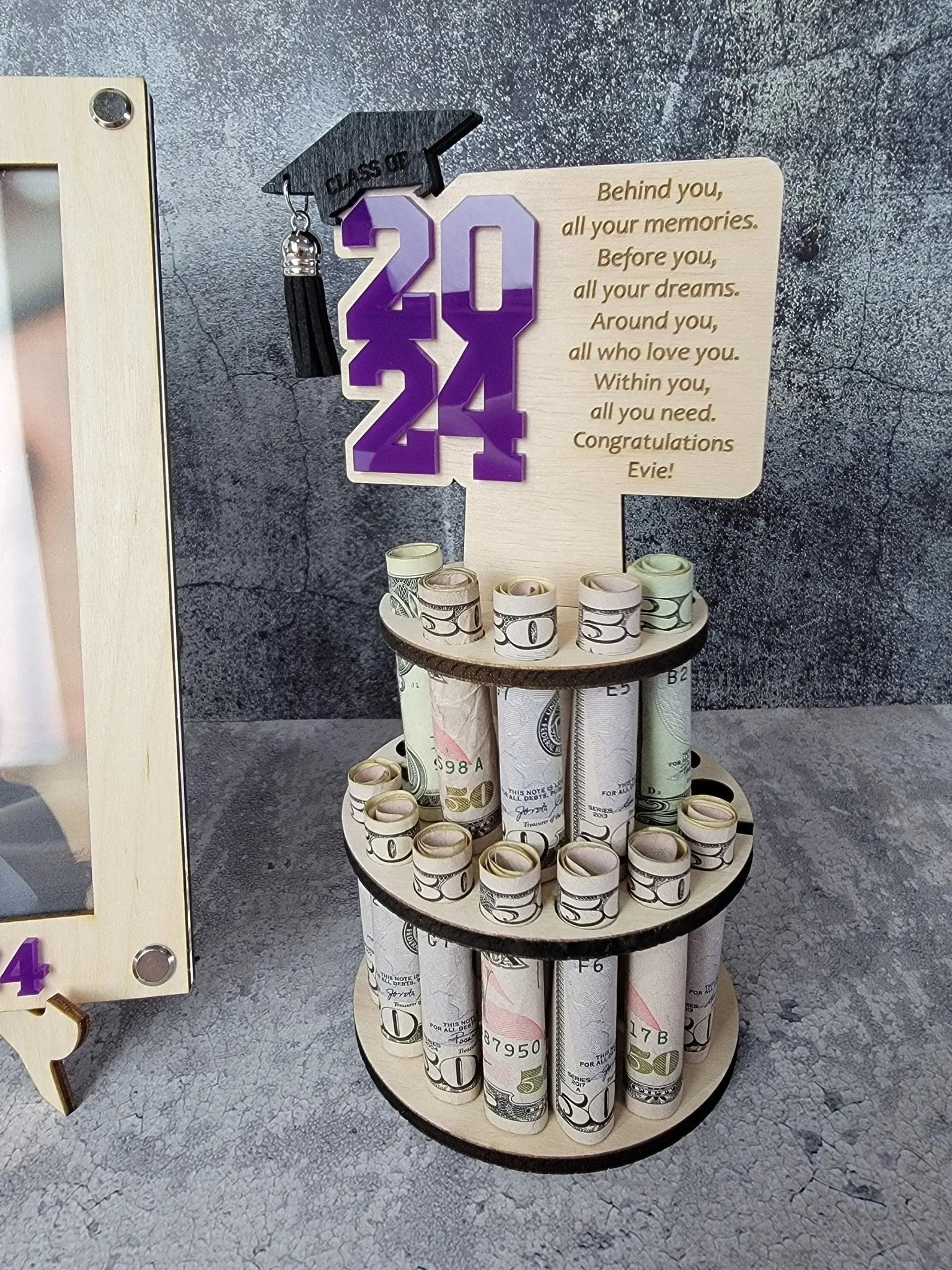 2026 Personalized Graduation Gift Money Holder and Personalized Graduation Picture Frame Combo by EverLee Creations, Southern home decor detail photo 3