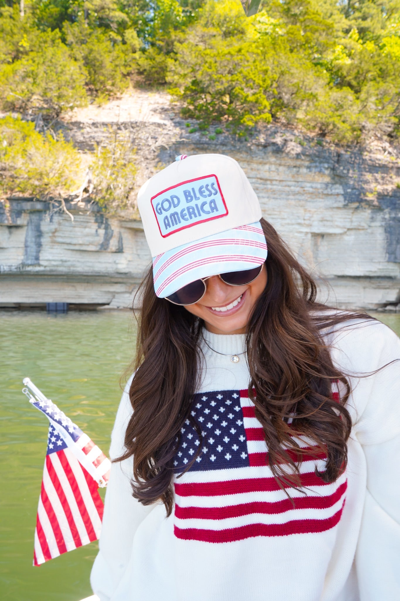 God Bless America - Vintage Trucker Hat - PREORDER by KenzKustomz, Southern lifestyle apparel main product photo