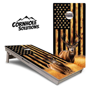 Complete Tournament Cornhole Bundle - Boards, Bags & Carrying Case - Colorful Deer/Fish