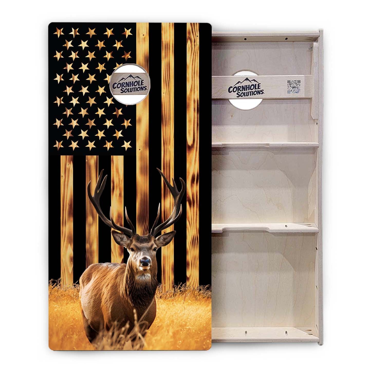 Complete Tournament Cornhole Bundle - Boards, Bags & Carrying Case - Colorful Deer/Fish