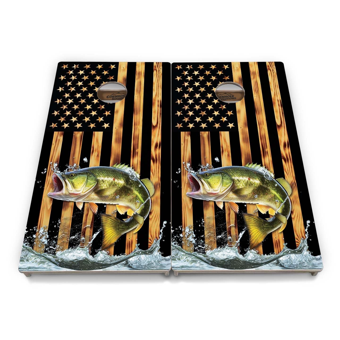Complete Tournament Cornhole Bundle - Boards, Bags & Carrying Case - Colorful Deer/Fish