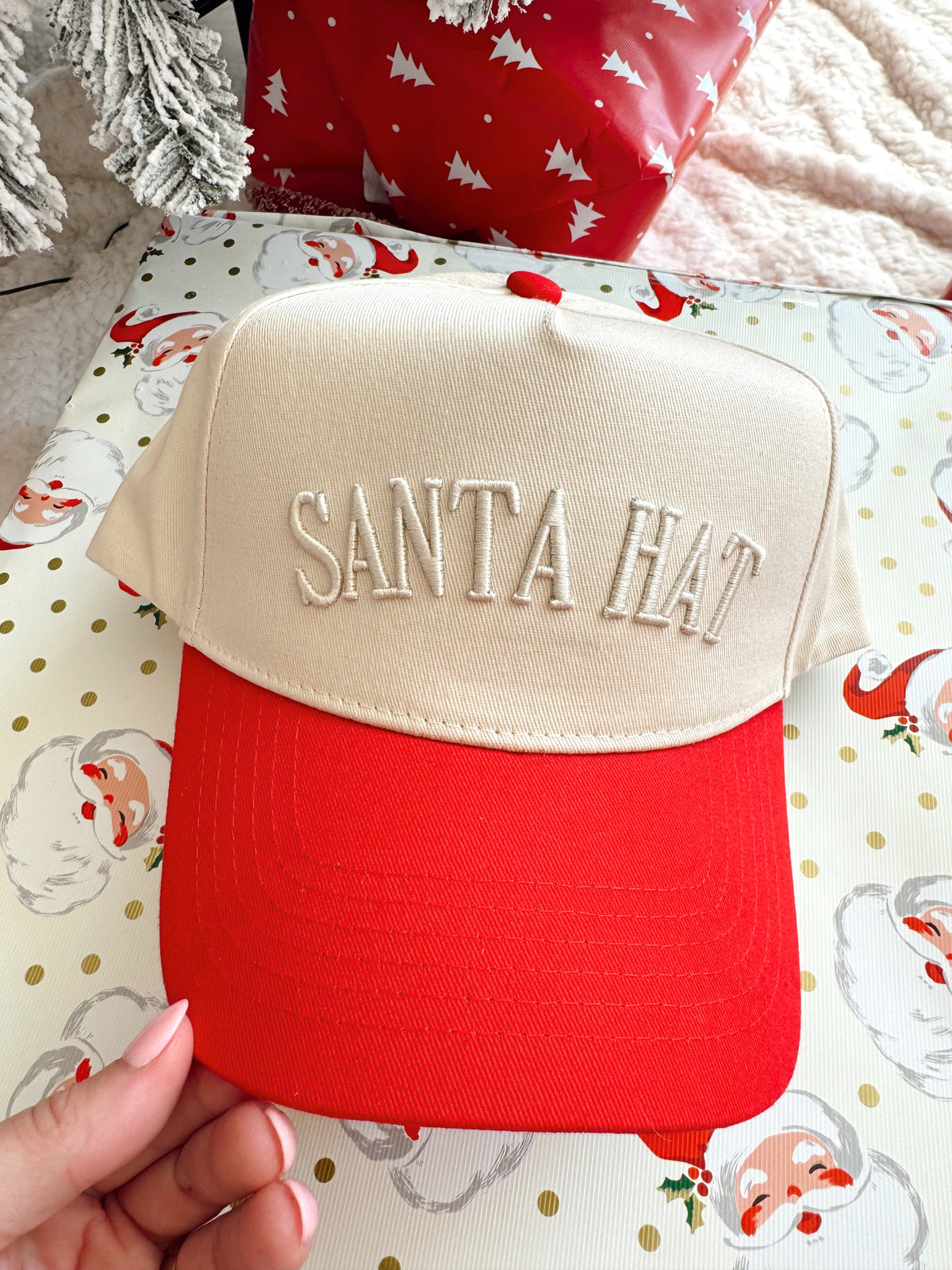 Santa Hat - Red Vintage Trucker Hat by KenzKustomz, view 3