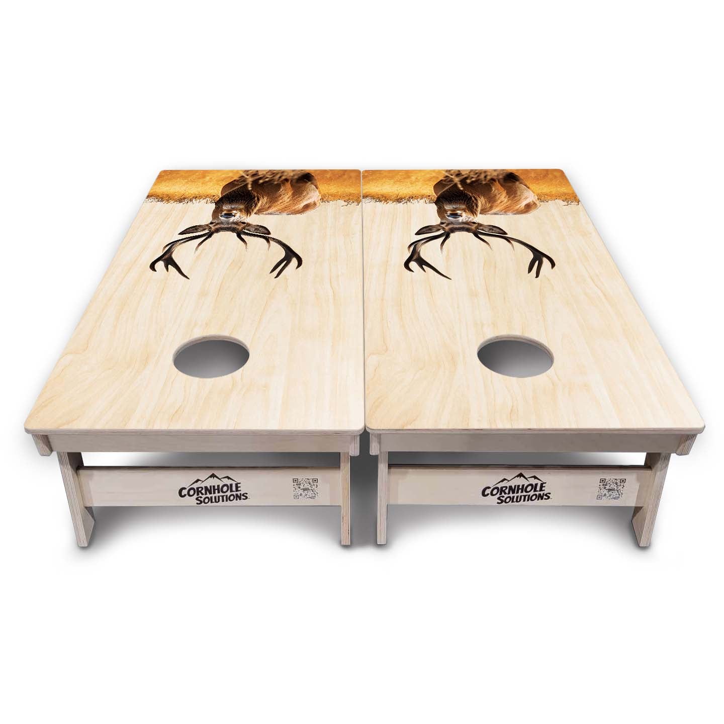 Complete Tournament Cornhole Bundle - Boards, Bags & Carrying Case - Colorful Deer/Fish
