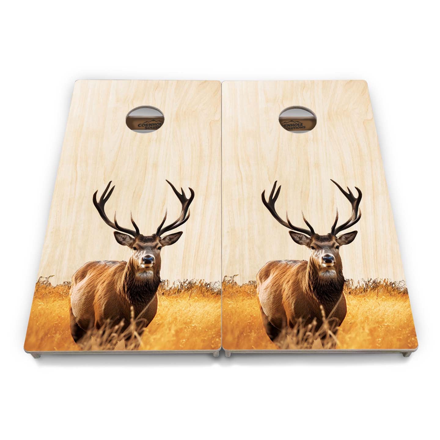 Complete Tournament Cornhole Bundle - Boards, Bags & Carrying Case - Colorful Deer/Fish