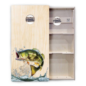 Complete Tournament Cornhole Bundle - Boards, Bags & Carrying Case - Colorful Deer/Fish