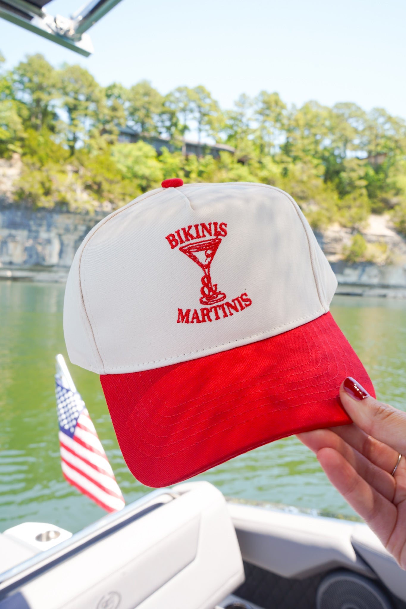 Bikinis & Martinis Vintage Trucker Hat by KenzKustomz, Southern lifestyle apparel main product photo