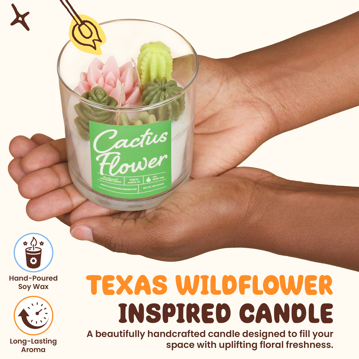 Cactus Flower Container Candle
