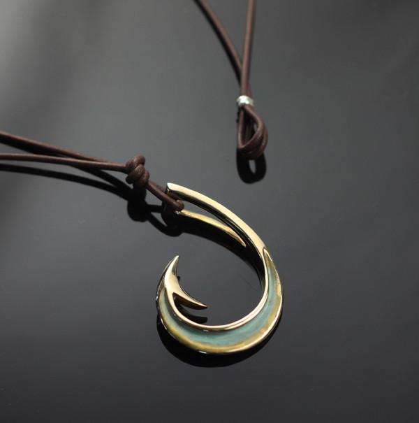 Two Way Large Bronze Circle Hook Necklace