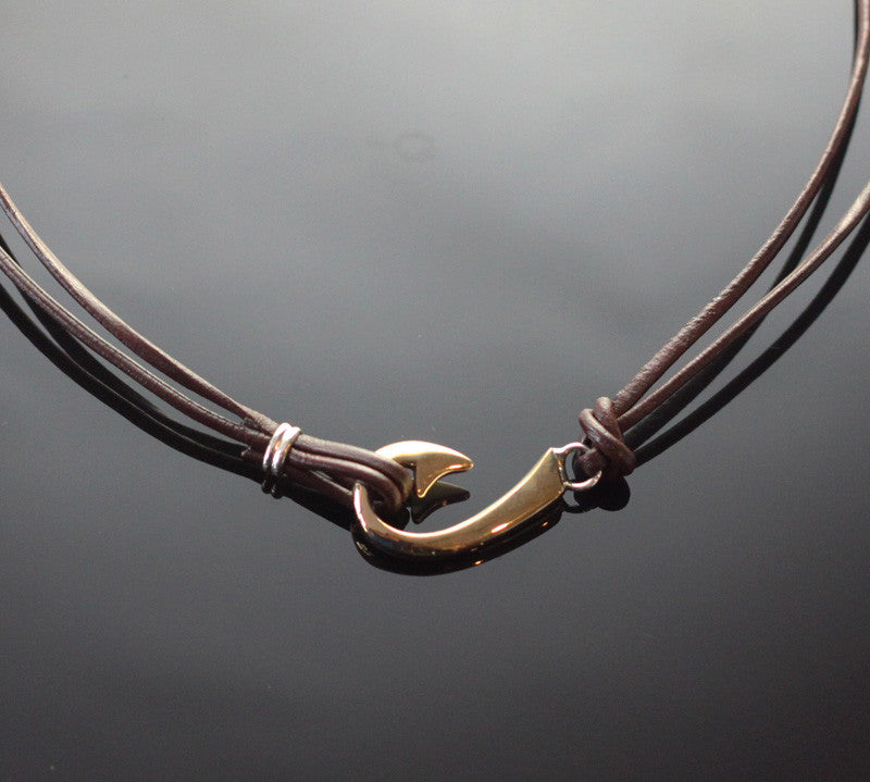 Two Way Small Bronze Hook Necklace