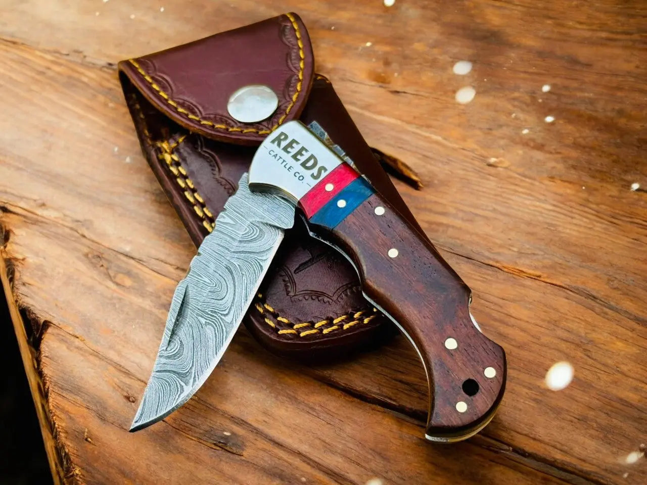 3-Inches Pocket Knife – Damascus Folding Blade with Pakka Wood Handle Damascus Knife Store