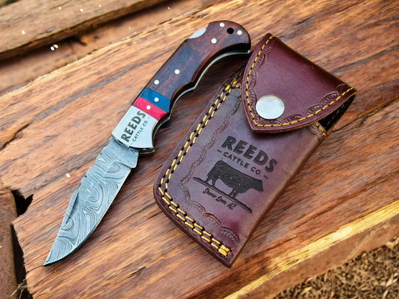 3-Inches Pocket Knife – Damascus Folding Blade with Pakka Wood Handle Damascus Knife Store