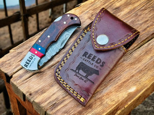 3-Inches Pocket Knife – Damascus Folding Blade with Pakka Wood Handle Damascus Knife Store