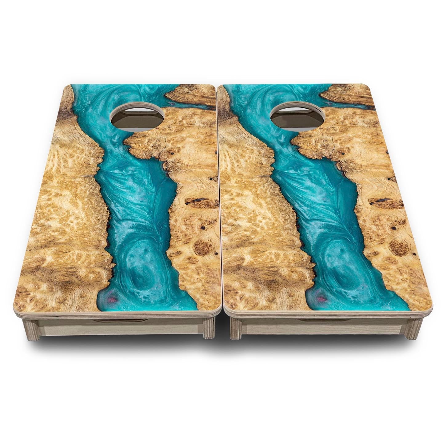 Teal Epoxy - Mini or Vacation Size Cornhole Boards by Cornhole Solutions, Southern food gift detail photo 2
