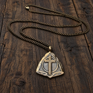 The Resurrection Cross - Bronze Christian necklace by Forged By Fire - additional view 2