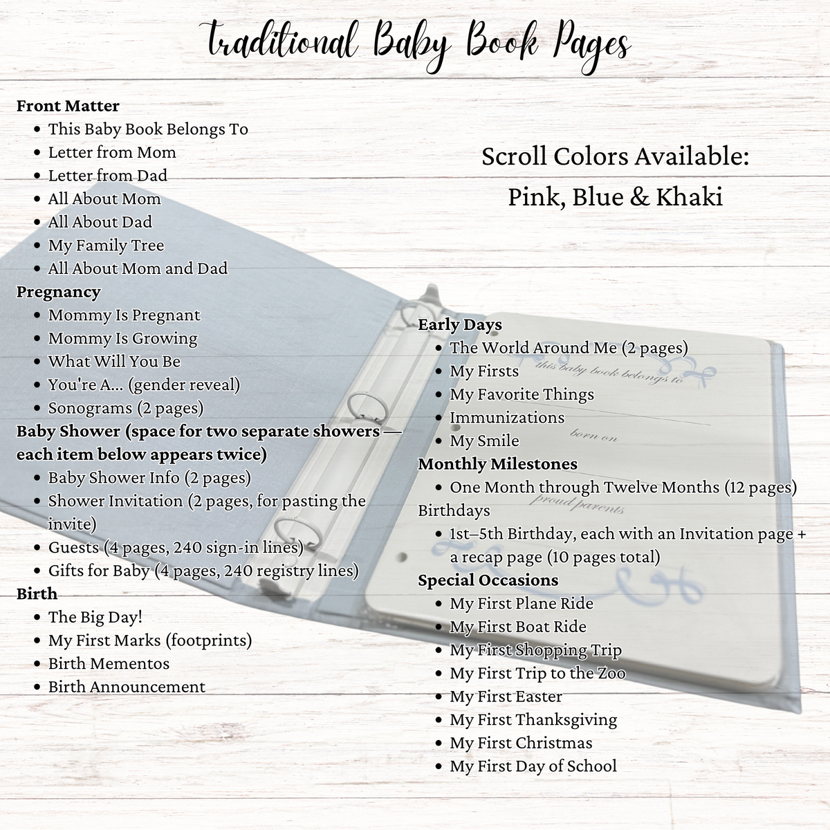 Baby Memory Book - Ivory Linen (w/ SATIN Bow)