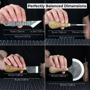 4-Piece Leather Tool Set with Leather Sheaths