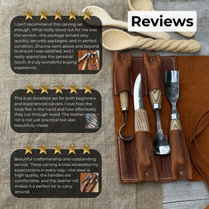 4-Piece Spoon Carving Tool Set with Leather Roll
