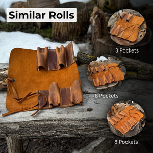 4 Pocket Leather Tool Roll