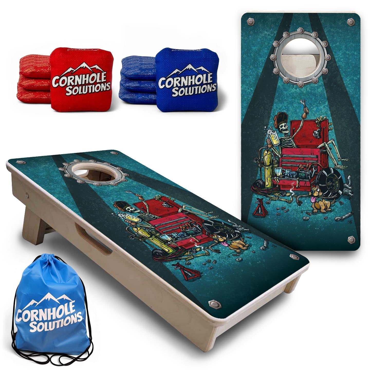 Garage Life - Mini Cornhole Board Set (12" x 24") with 8 Mini Bags by Cornhole Solutions, custom cornhole board main product photo