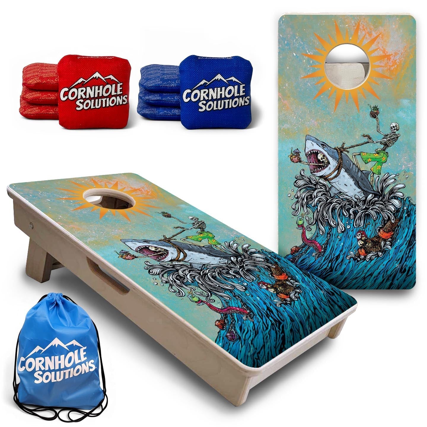 Great White Wave - Mini Cornhole Board Set (12" x 24") with 8 Mini Bags Cornhole Solutions