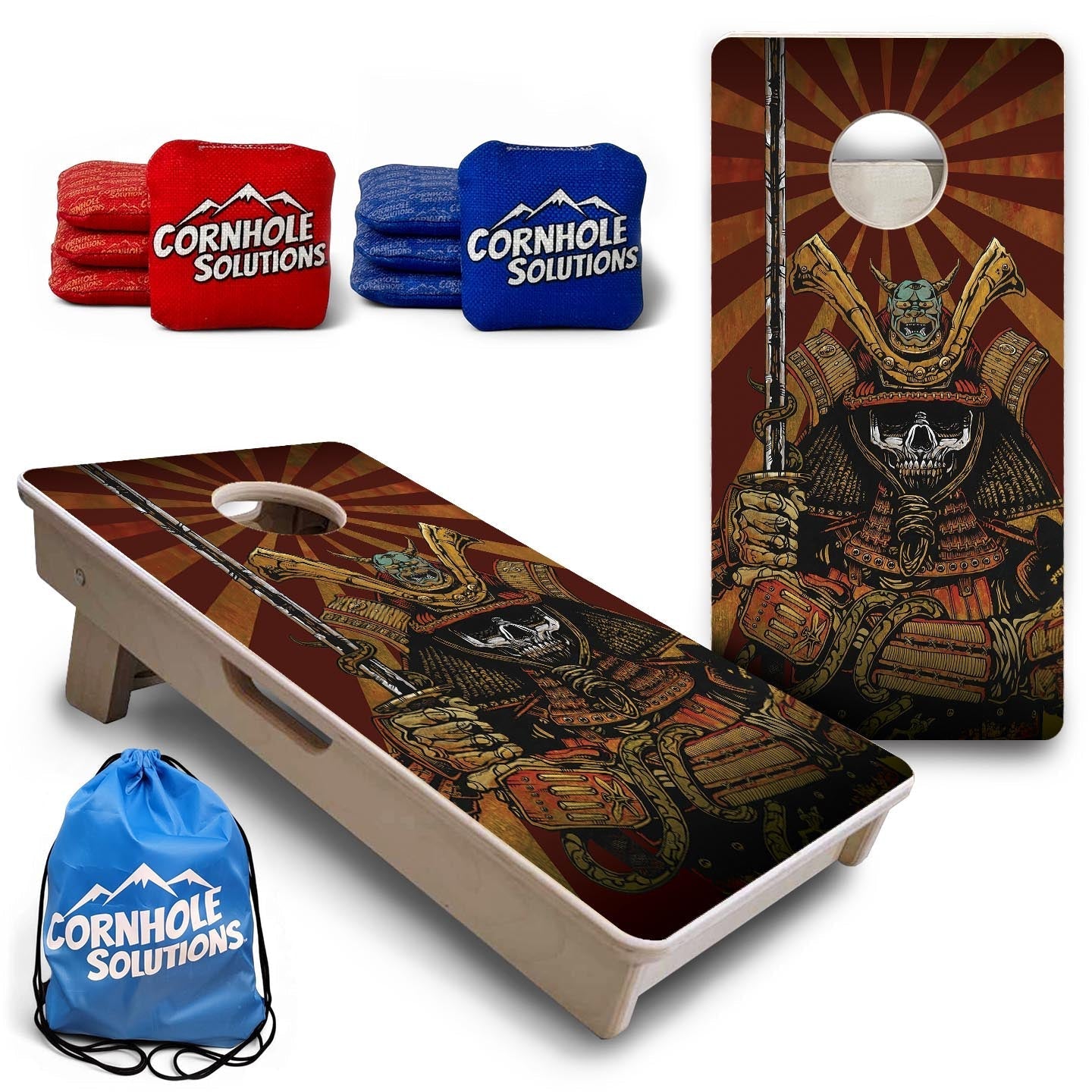 Samurai - Mini Cornhole Board Set (12" x 24") with 8 Mini Bags by Cornhole Solutions, custom cornhole board main product photo