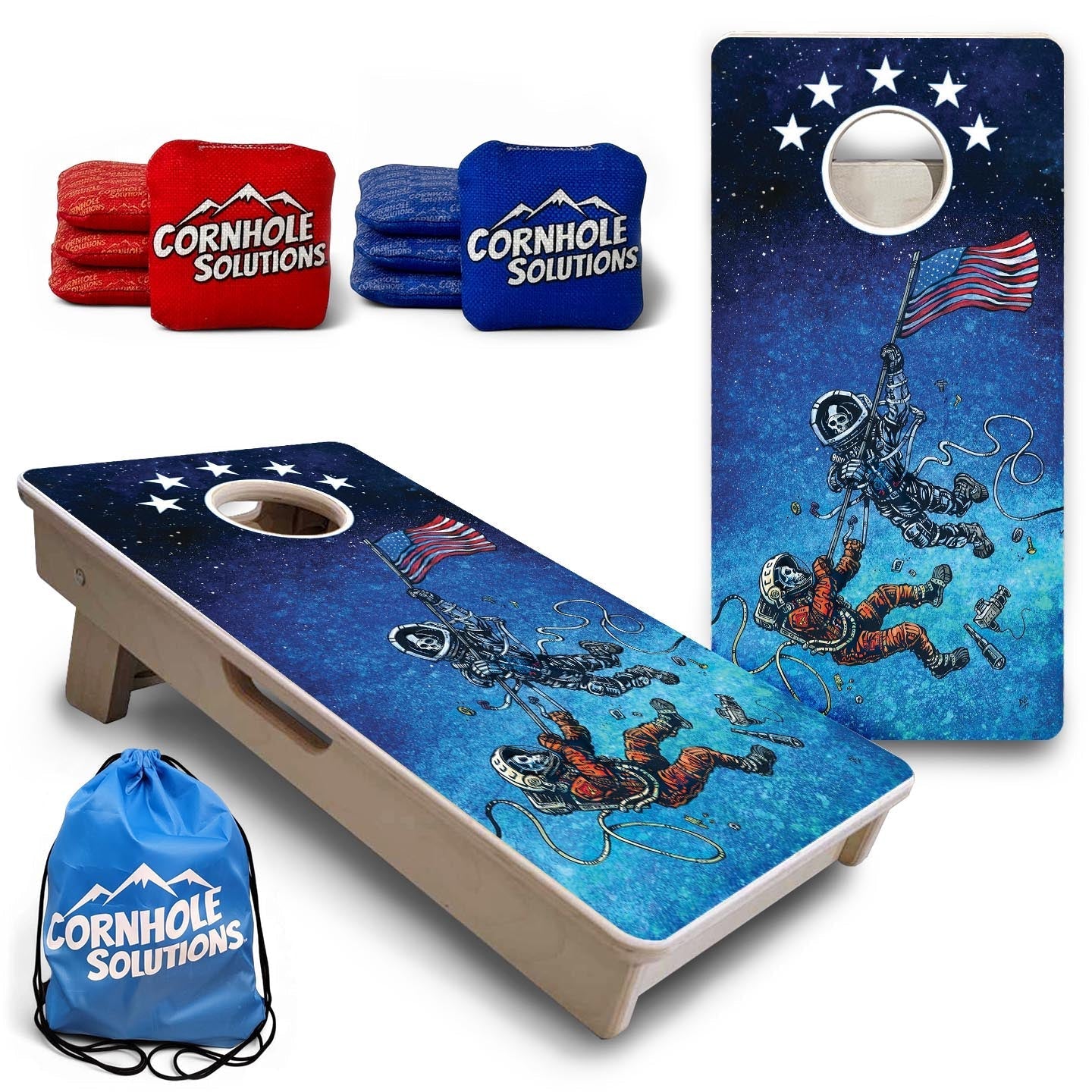 Space Race – Mini Cornhole Board Set (12" x 24") with 8 Mini Bags by Cornhole Solutions, custom cornhole board main product photo