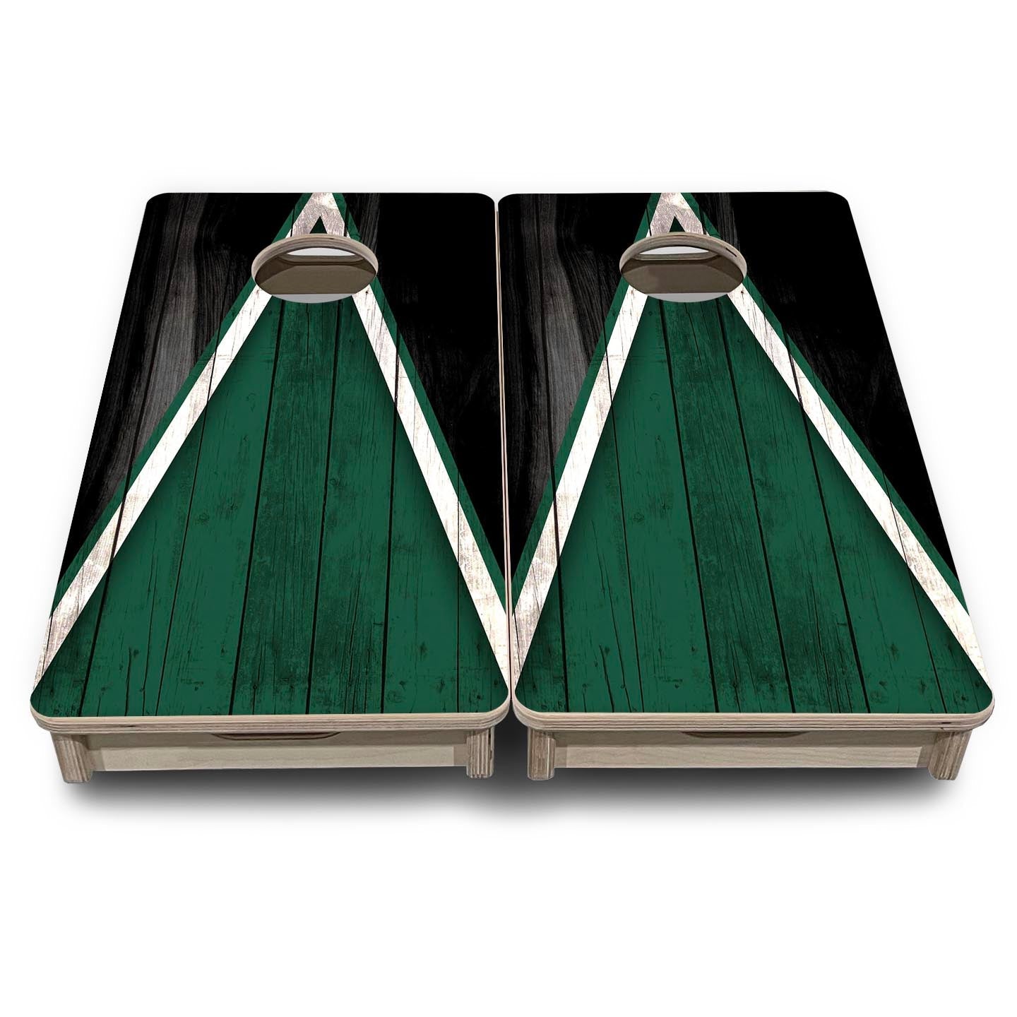 Team Color Triangle - Mini or Vacation Size Cornhole Boards (Green & Black) by Cornhole Solutions, Southern food gift detail photo 2