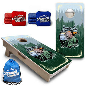 Living Life RV Style - Mini Cornhole Board Set (12" x 24") with 8 Mini Bags Cornhole Solutions