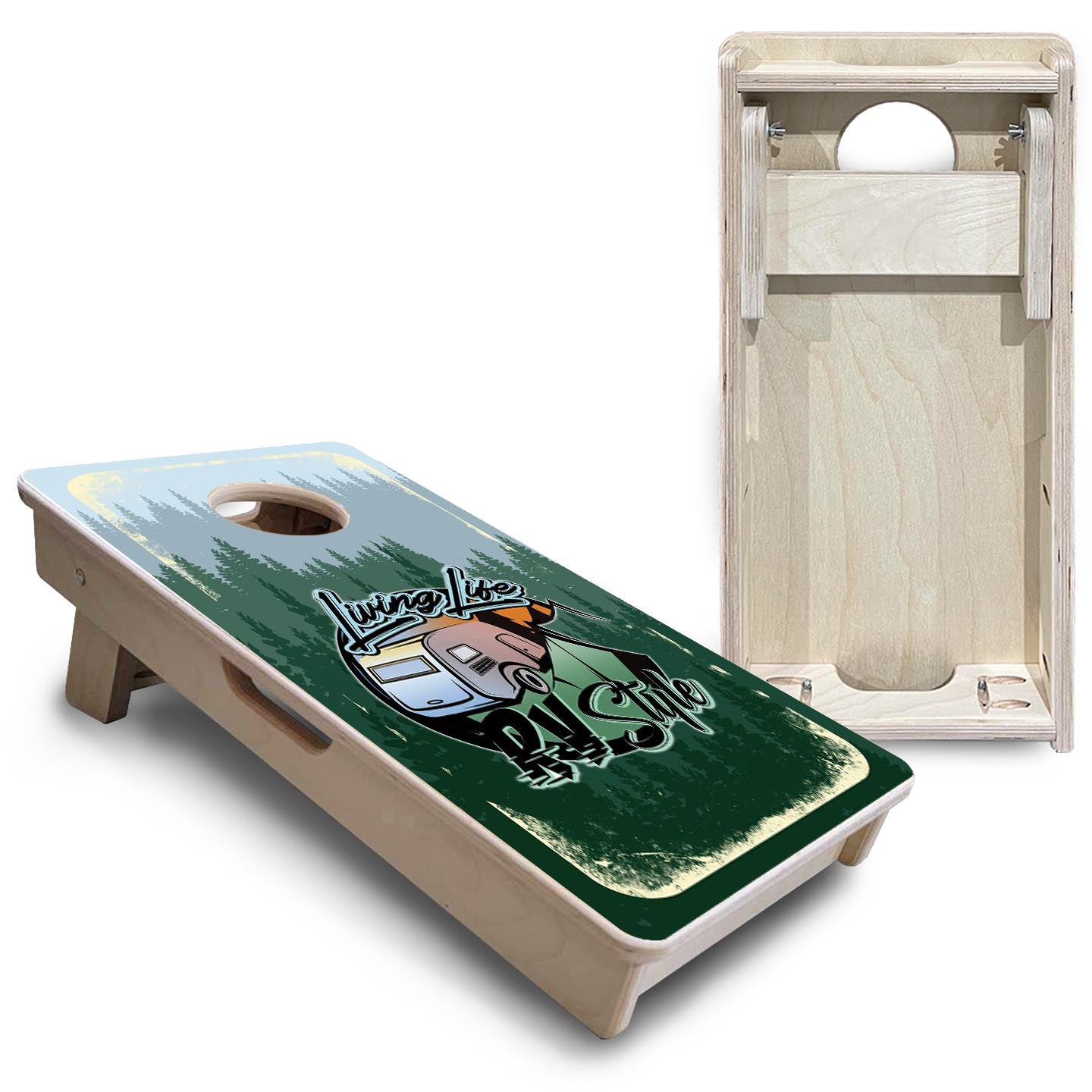 Living Life RV Style - Mini Cornhole Board Set (12" x 24") with 8 Mini Bags Cornhole Solutions