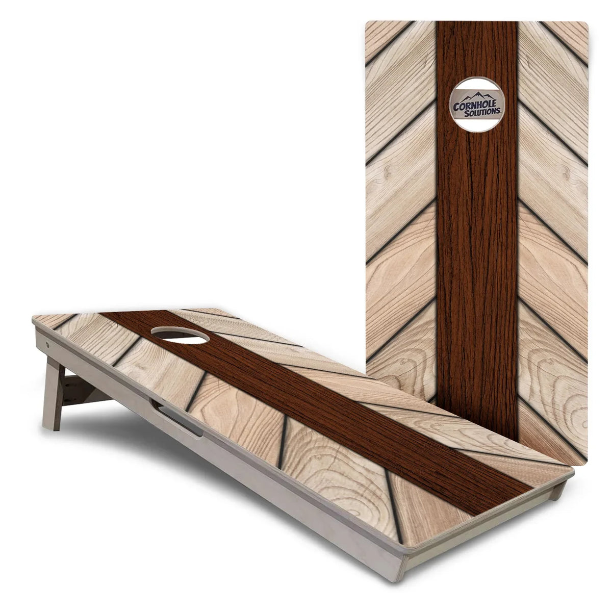 Woodgrain Plank Collection Cornhole Boards – Tournament Series